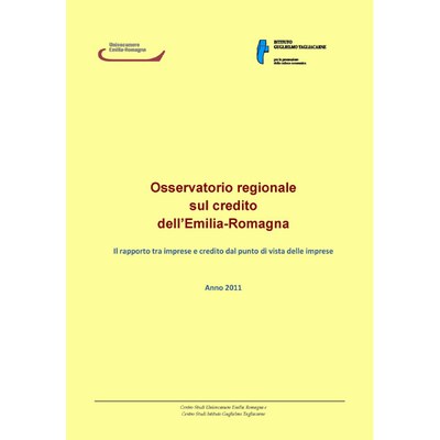 Copertina Osservatorio regionale sul credito dell'Emilia-Romagna. Anno 2011.600-600
