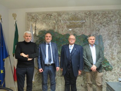 Da sinistra: Fabio Bezzi, segretario regionale CNA Emilia-Romagna - Paolo Cavini, presidente CNA Emilia-Romagna - Alberto Zambianchi, presidente Unioncamere ER - Guido Caselli, vice segretario generale Unioncamere ER
